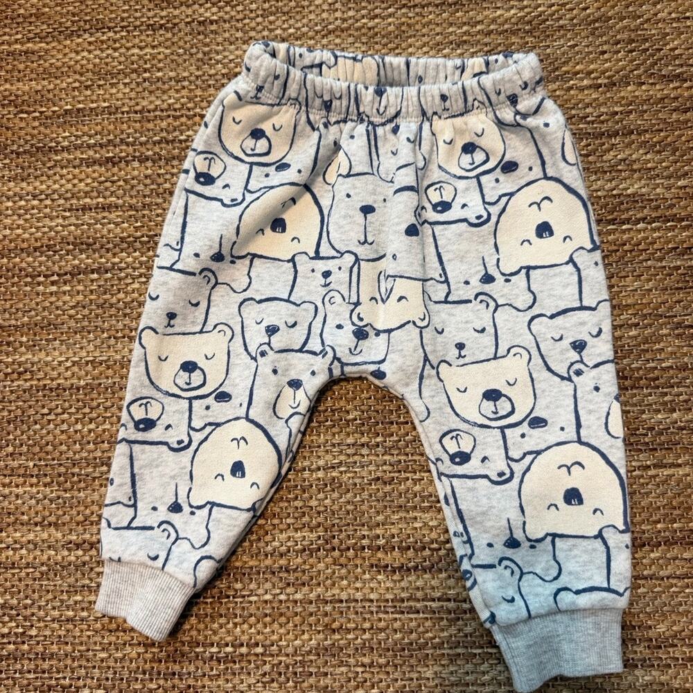 Old Navy Baby Boys Bear Jogger Sweatpants 6-12M Gray Blue Pull On